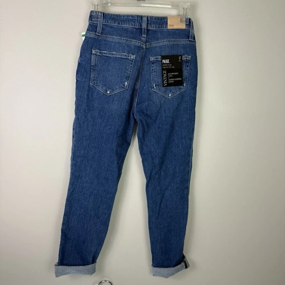 Anthropolgie Paige Cropped Jean Women Blue Sarah Classic Slim High Rise Size 25 - Picture 6 of 11